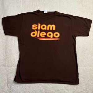 Port & Company MLB San “Slam” Diego Padres Brown T Shirt Mens Large Jersey Vtg